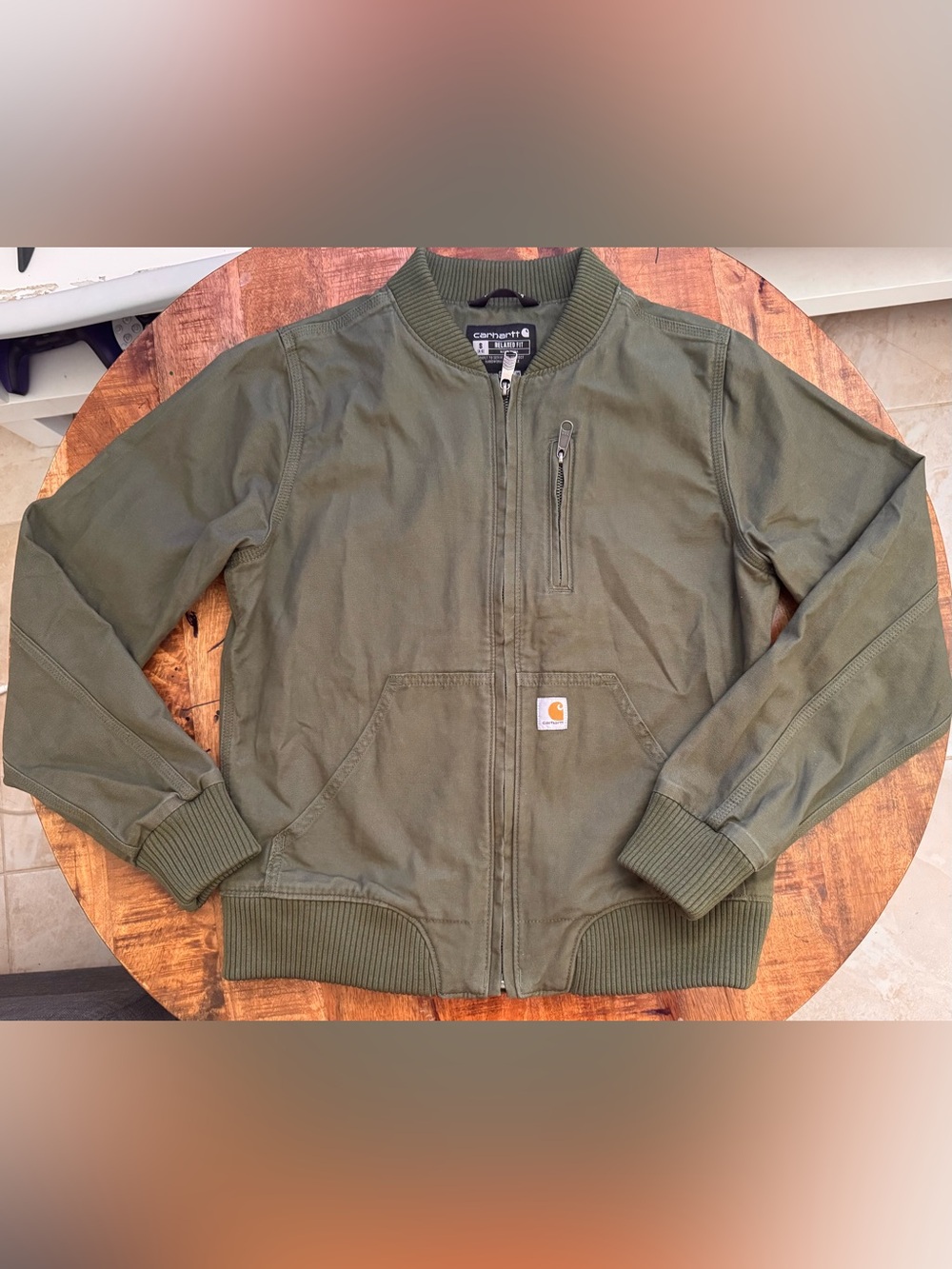 Carhartt Olive Green Relaxed-Fit Rugged Flex Jacket